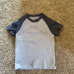 Brandy Melville Navy and Light blue Raglan Crop Top